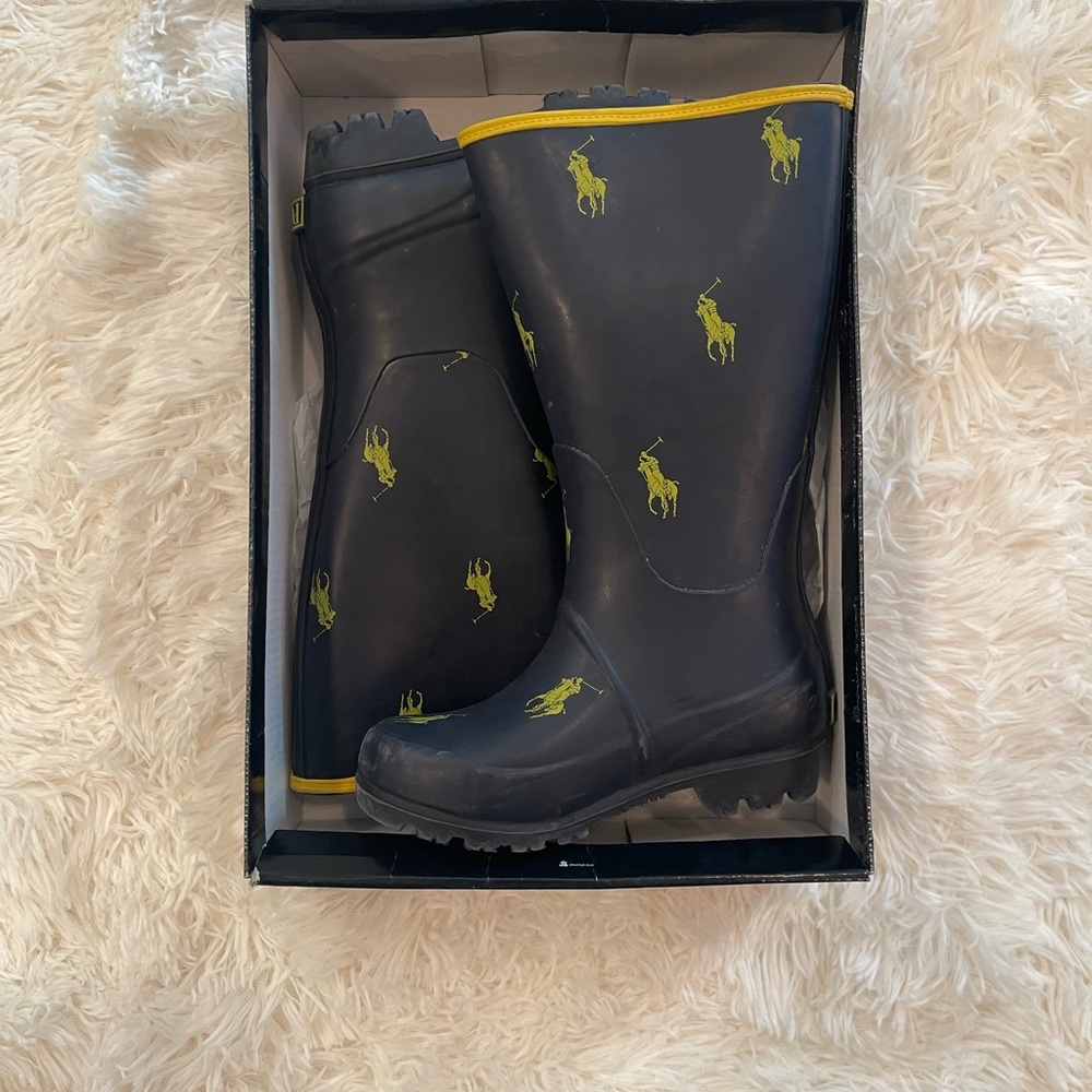 Polo Ralph Lauren Navy/Yellow Rain Boots